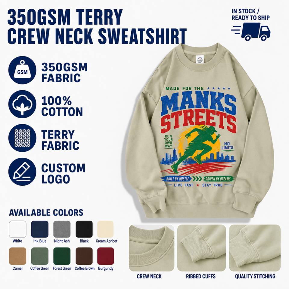 SellerSupply Ma8074 Wholesale In Stock Custom Logo Crewneck Dtg Dtf Men's Sweatshirt 350grams Pullover Oem Private Label Sweatshirt For Men - Buy Product on