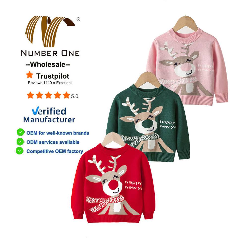 SellerSupply New Winter Christmas Sweater For Kids Cartoon Pattern Pullover Round Neck Knitwear School Outfit Boys Girls Elastic Fabric - Buy Product on