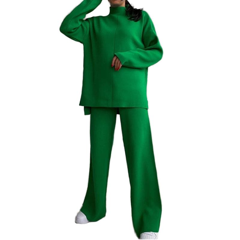 SellerSupply Hot Selling High Quality Women's Green Knitted Sweater Sets New Trendy Casual Style Loose Two-piece Clothing Winter Girl - Buy Product on