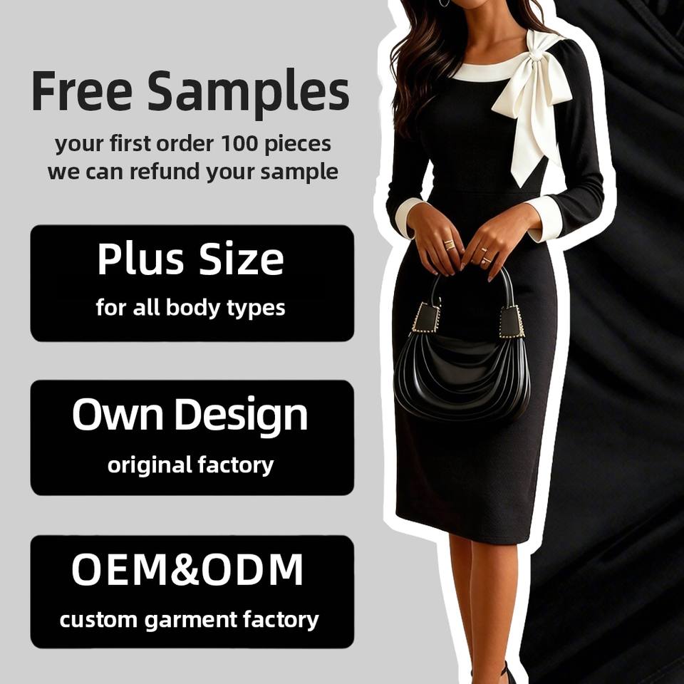 SellerSupply Custom-made Formal Bodycon Knitted Dress Summer Style Knee-length Breathable Plain Dyed Natural Bow High-end Office Dress - Buy Product on