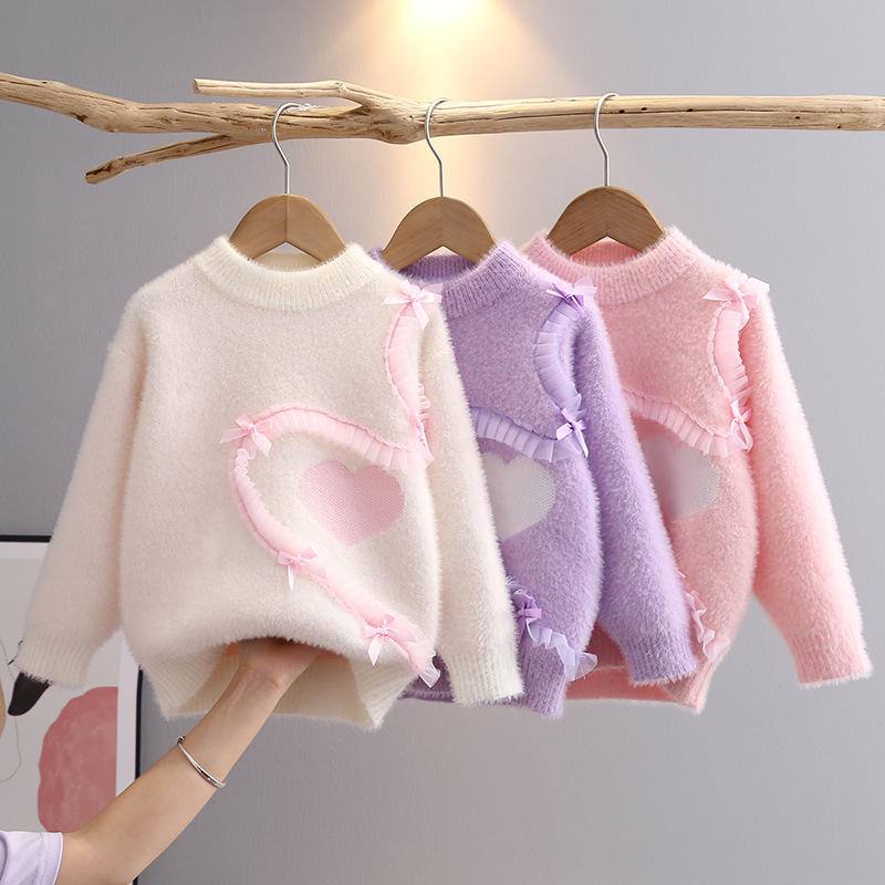 SellerSupply Girls Sweater Autumn/winter New Arrival Simplicity Style Lace Heart Design Pullover Round-neck - Buy Product on