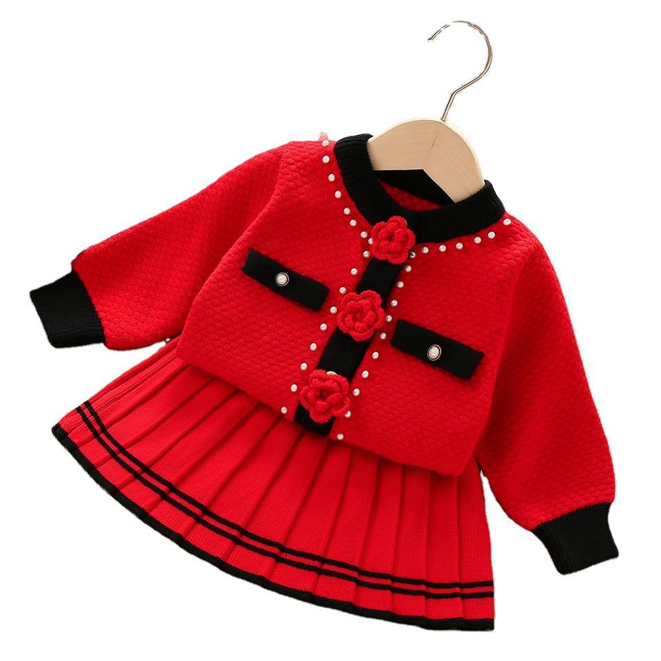 SellerSupply Girls' Sweater Two Pieces Autumn And Winter Knit Button Closure Round Neck Fashion Children's Clothing Set - Buy Product on
