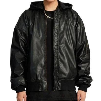 SellerSupply 280g Vintage Style Jacket Autumn Winter Street Style Polyester Fabric For Clothing Loose Mens Hooded Leather Jackets - Buy Product on