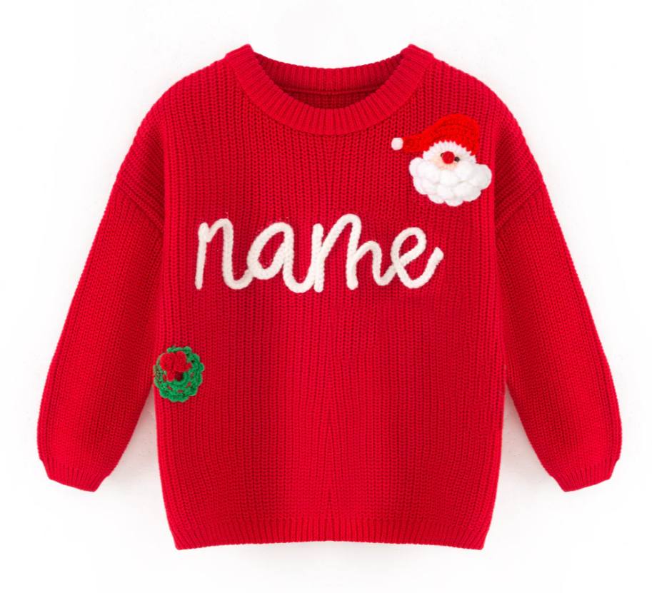 SellerSupply Girls Warm 100% Cotton Knit Sweater Custom Embroidery Personalized Name Long Sleeve Autumn Winter Christmas - Buy Product on