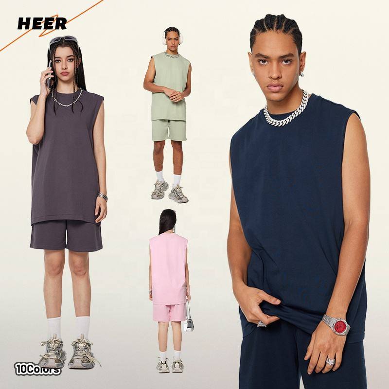 SellerSupply Wholesale Hip Hop Men Custom Print Vest Crew Neck Streetwear Cotton Two Piece Tank Top Short Set - Buy Product on