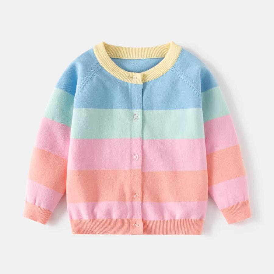 SellerSupply Manufacturers Direct Children's Clothing Girls Rainbow Strip Sweater New Children's Single-layer Cotton Knit Cardigan - Buy Product on