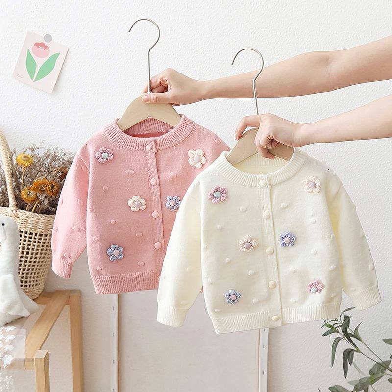 SellerSupply Girls' Sweater Cardigan For Winter Infant Toddler Knitted Outerwear Baby Floral Warm Polyester/cotton Coat Wholesale - Buy Product on