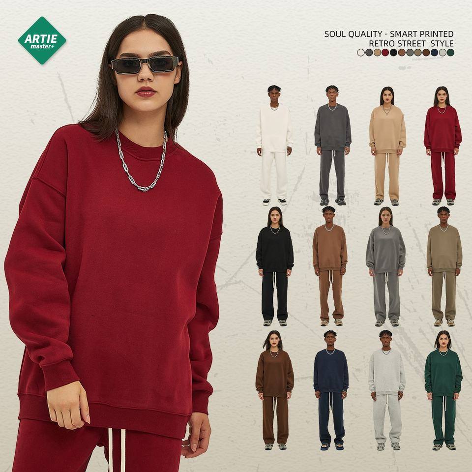 SellerSupply Artie Men's Clothing | 2025 Autumn New Trendy Brand 350g Dopamine Solid Velvet Unlined Thick Loose Round-neck Sweatshirt - Buy Product on