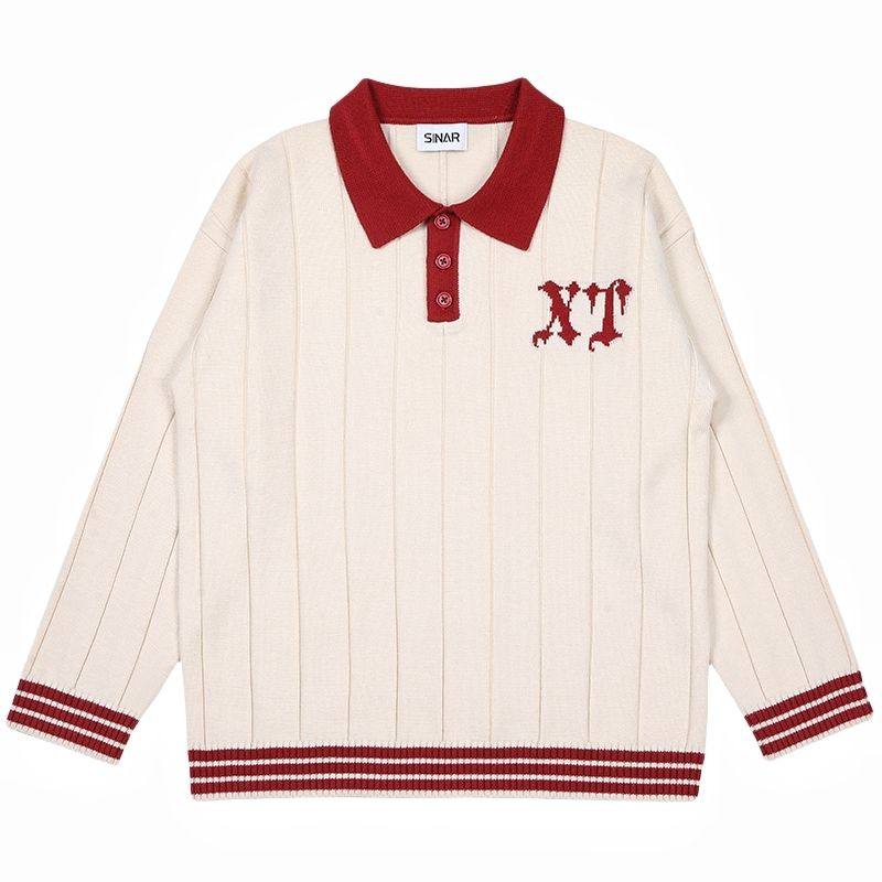 SellerSupply Custom Logo Men Sweater Winter Casual Jacquard Letter Design Knitwear Loose Rib Jumper Long Sleeve Polo Shirts Knitted Sweater - Buy Product on